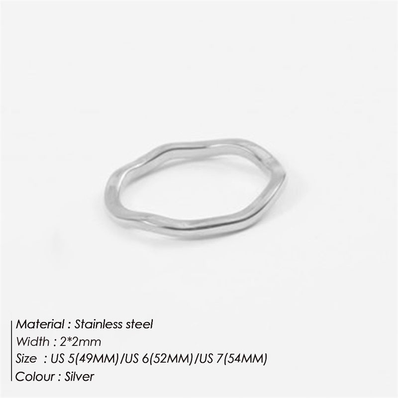 St.delan 18K gold Ring Undulating irregular ring Simple fashion temperament Ring stainless steel ring