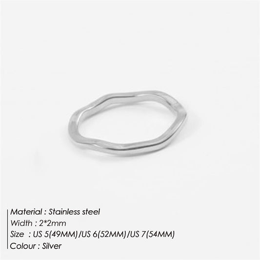 St.delan 18K gold Ring Undulating irregular ring Simple fashion temperament Ring stainless steel ring