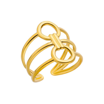 18K gold -style minimalist lines stainless steel women's open ring jewelry rings