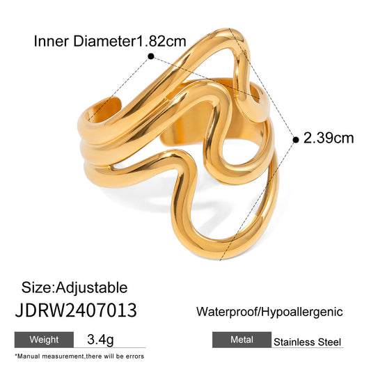 Jiading stainless steel gold exaggerated ring advanced sense ring decoration titanium steel rings hand decoration