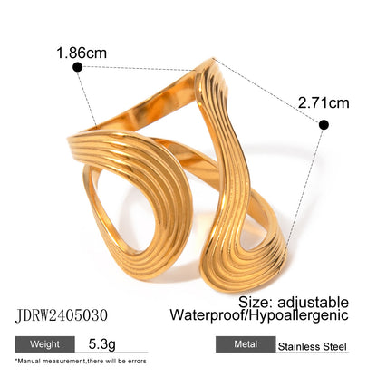 Jiading stainless steel gold exaggerated ring advanced sense ring decoration titanium steel rings hand decoration