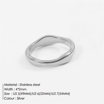 St.delan 18K gold Ring Undulating irregular ring Simple fashion temperament Ring stainless steel ring