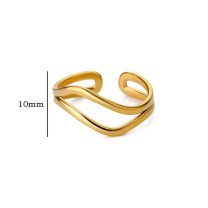 18K gold -style minimalist lines stainless steel women's open ring jewelry rings