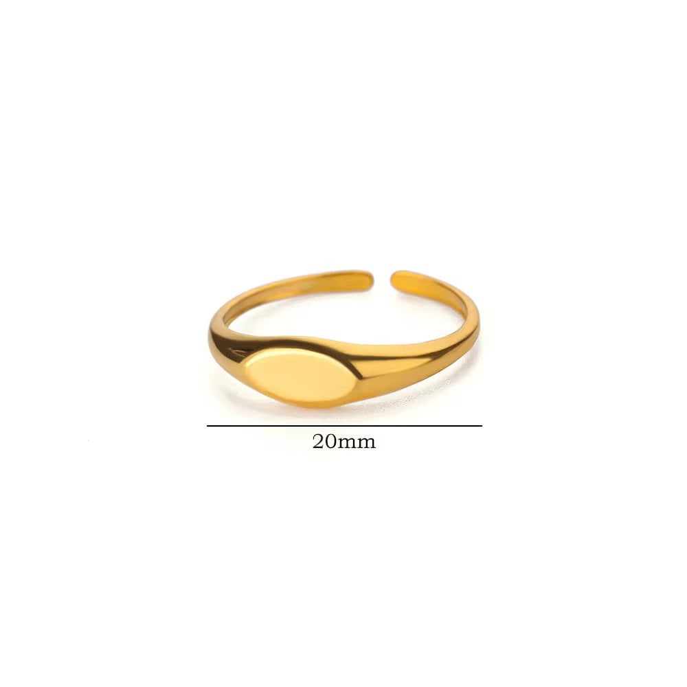 18K gold -style minimalist lines stainless steel women's open ring jewelry rings