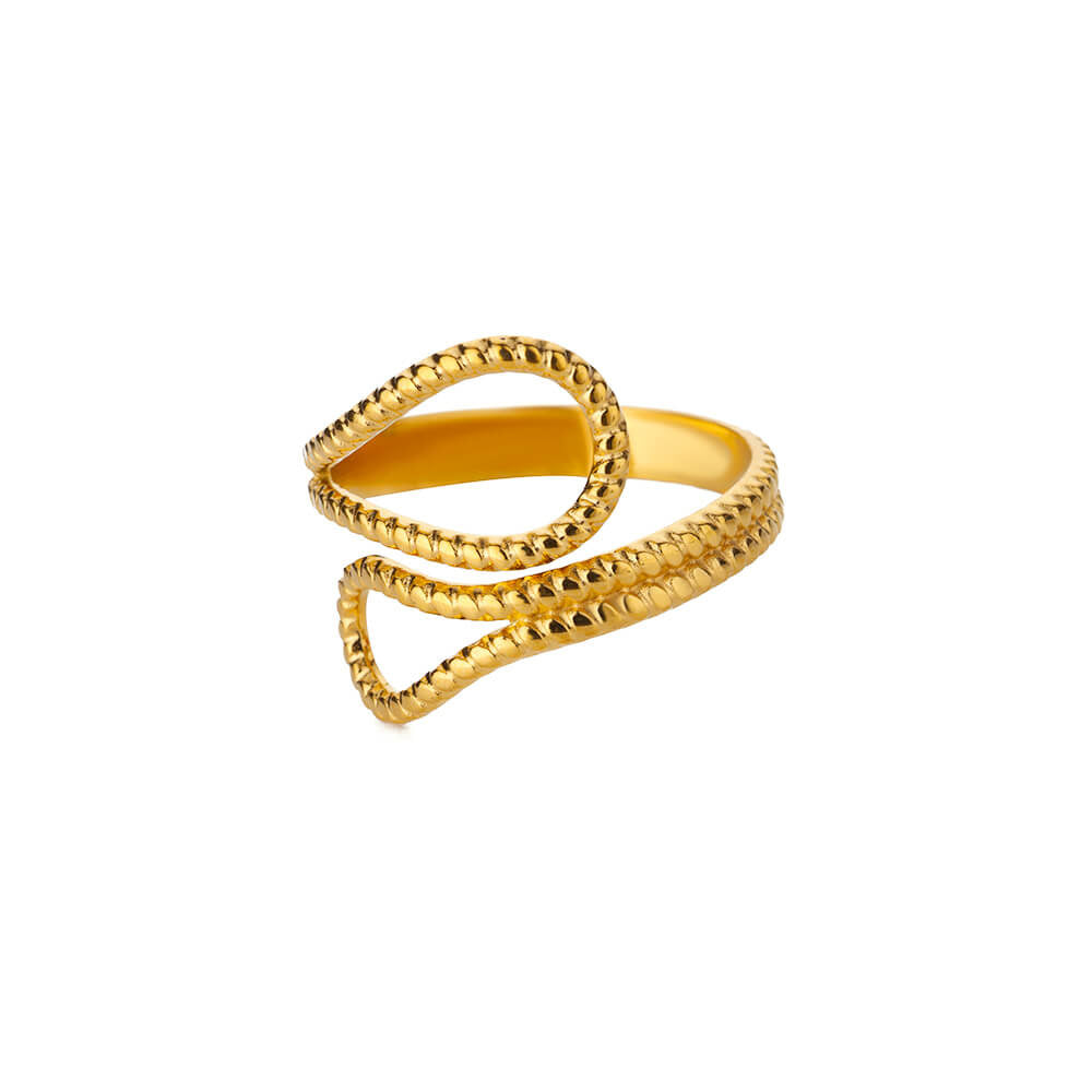 18K gold -style minimalist lines stainless steel women's open ring jewelry rings